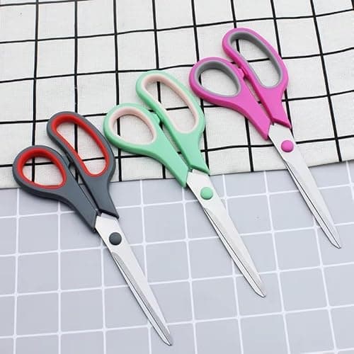 LSLCQW 3-Pack 8" Heavy Duty Scissors with Ultra Sharp Blades and Comfort Grip Handles - For Office, Home, School, Sewing, and Crafts (Mint, Grey, Purple) - Thumbnail 4