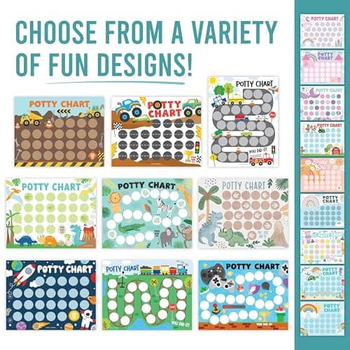 Hadley Designs Potty Training Chart for Toddlers Boys -10 Sticker Potty Chart for Toddlers Boys, 8.5x11" Potty Training Sticker Charts for Toilet Success, Monster Truck Toddler Reward Chart for Kids - Thumbnail 2