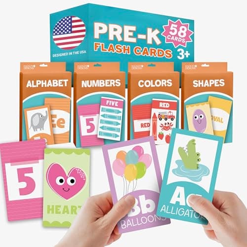 Hadley Designs Alphabet Flash Cards for Toddlers 1-3 - Preschool Learning Activities, Number Color Shapes & ABC Flash Cards for Toddlers 1-3, Daycare Essentials, Homeschool Supplies, Kids Easter Gifts - Image 1