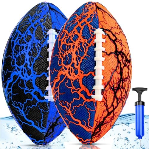 Jasonwell Pool Beach Water Football - 2Pack Strong Grip Waterproof Football for All-Weather Play Pool Toys Beach Games Outdoor Sports Toy Christmas Birthday Gifts for Kids Boys Teens Adults (ORN&BU) - Image 1