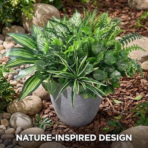 Waipfaru Artificial Plants Outdoor UV Resistant, Realistic Fake Plants Artificial Greenery, Large Bunches Faux Plants for Indoor Outdoor Porch Patio Garden Spring Summer Home Decor (Large 10pcs) - Thumbnail 4