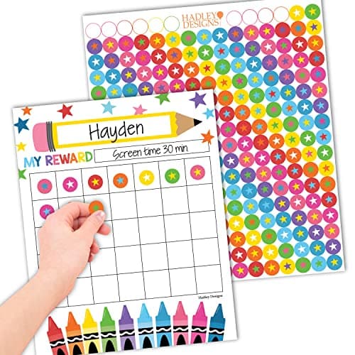 Sticker Chart for Kids Behavior at Home & Classroom - 25 Reward Chart for Kids Incentives, Gold Star Sticker Sheets, Crayon Incentive Charts for Classroom Must Haves - Image 1
