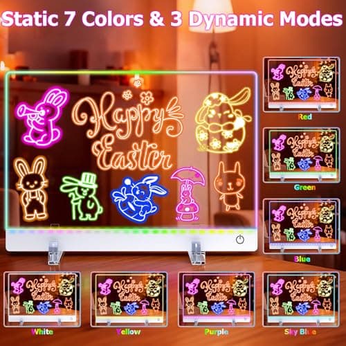 16.8-Inch Led Drawing Board for Kids: Rechargeable Lumiboard LED Drawing Tablet with 7 Colors&3 Dynamic Modes Dry Erase Boards Light Up Drawing Board Toys Birthday Gifts for Grandkids Girls Teens - Thumbnail 2