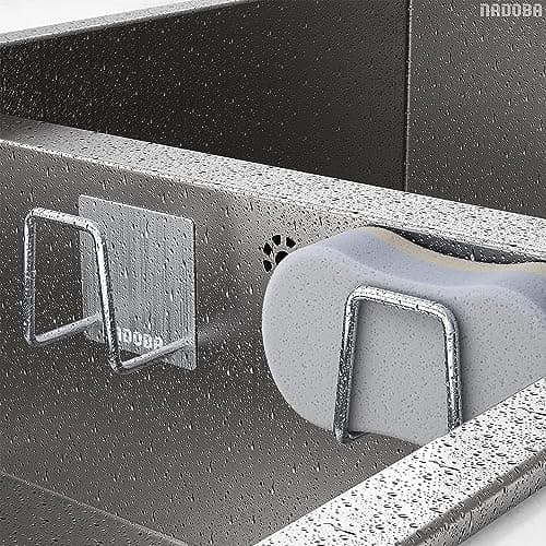 2 Pcs Stainless Steel Sponge Holder for Kitchen Sink - Scrub Holder for Kitchen Sink Sponge Holder Dish Scrubber Holder Kitchen Sponge Holder for Sink - Adhesive Sponge Holder for Kitchen Sink - Thumbnail 5
