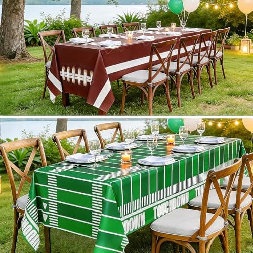 Accevo Football Party Decorations Disposable Tablecloth Plastic Touchdown Table Cover, Game Day Theme Table Cloth, Perfect for Football Birthday Party Supplies 54 X 108Inch, 2 Pack - Thumbnail 5