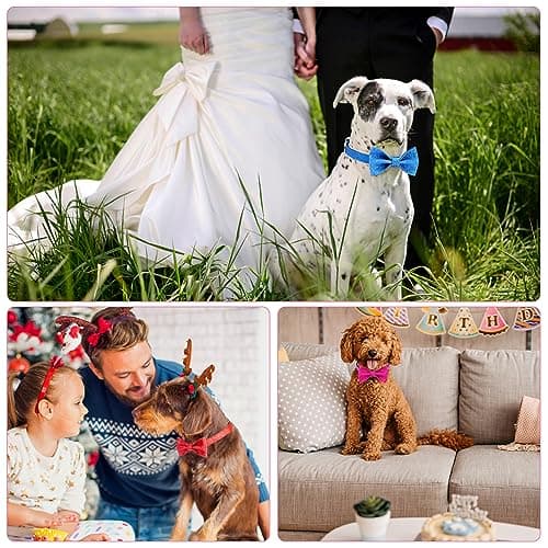 Jumpress Bling Bow Tie Dog Collar and Leash Set, Red Christmas Dog Collar with Bow and 5ft Leash for Medium Dogs, Cute Walking Boy and Girl Dogs Collar Set (Neck fit 13-19’’) - Thumbnail 5
