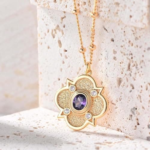 Valloey Rover Gold Necklace for Women 14K Gold Plated Cubic Zirconia Pendant Necklace Simple Dainty Ball Chain Necklace Jewelry Gift for Women - Thumbnail 6