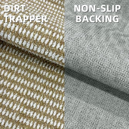 Indoor Door mat 32"x48", Dirt Trapper Door Mat, Non-Slip Washable Entrance Mat,Dirt Resistant and Absorbent Welcome Mat,Low-Profile Doormat for Entryways, Front Doors, and Indoor Entrances,Brown/White - Thumbnail 5