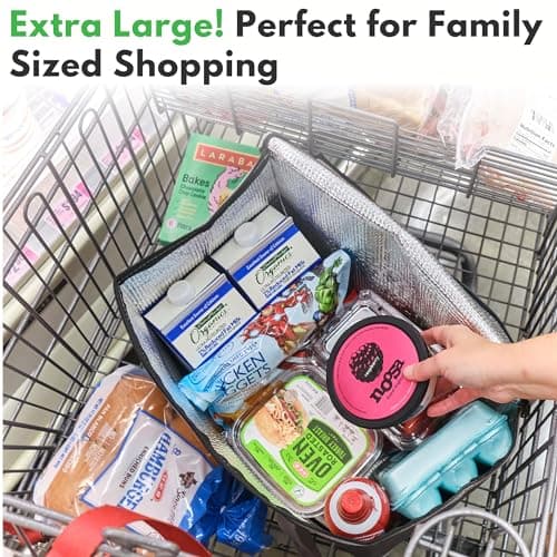 Creative Green Life XL Insulated Reusable Grocery Bags (2-Pack) - Premium Quality Cooler Bags with Hard Bottom Insert, Stands Upright, Washable - Thumbnail 4