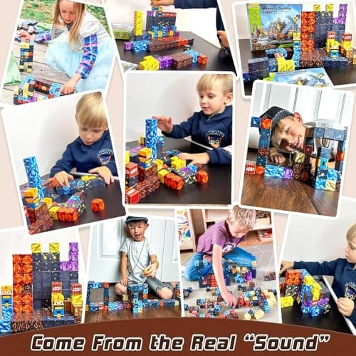 Magnetic Blocks-Build Mine Magnet World Pickaxe Edition Mine Pickaxe Caverns Kids Games Toddler Toys Magnetic Tiles for Boys & Girls Age 3-4 4-5 6-8, Sensory Outdoor Toys for Kids for 3+ - Thumbnail 4