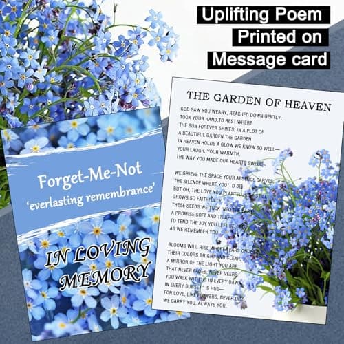 Qpige Bulk 50 Funeral Favors, Personalized Empty Engraved Glass Bottles for Funeral Wake Celebration of Life Decorations, In Loving Memory of Loved One Memorial Gifts, No Seed (Flower Card) - Thumbnail 3