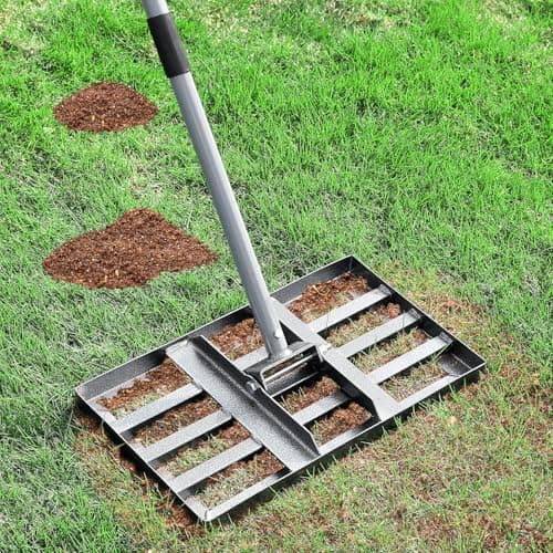 REAPALOT Lawn Leveling Rake, Lawn Leveler with Stainless Steel Long Handle, Heavy Duty Yard Level Tool for Leveling Soil, Sand Or Dirt Surfaces, Gardening Gloves Gift Included (17x10in) - Image 1