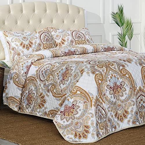 Mellanni Twin Bedspread Coverlet Set - Bedding Cover with Sham - Ultrasonic Quilting Technology - 2 Piece Oversized Quilt Set - Bedspreads & Coverlets (Twin, Paloma Beige) - Image 1