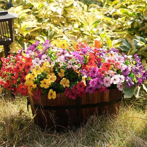 Vemander Artificial Flowers for Outdoor Fake Plants for Spring Decoration,Faux Eucalyptus Flowers for Planter UV Resistant Lifelike for Home Porch Garden (6 Color) - Thumbnail 4