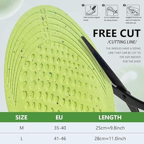 XINIFOOT 6 Pairs Anti Odour Shoe Insoles, Comfortable Replacement Shoe Insole Inserts, Foot Massage Breathable Shoe Soles Relief Insoles for Working Daily Use(Grey Men US 8-11) - Thumbnail 6