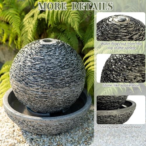 ZABRVYN 14.17" Water Fountain Indoor/Outdoor Sphere Waterfall Fountain - Thumbnail 3