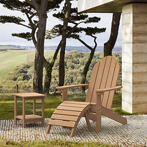 LUE BONA HDPS Adirondack Chairs Set of 2, Fire Pit, Patio, Garden, Pool, Deck, Porch, Hotel, Resort, Hidden Cup Holder, 350LBS, Brown - Thumbnail 6