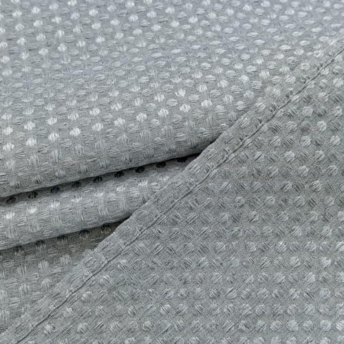 Home Queen Water Resistant Bathroom Window Curtains, Waffle Textured Half Tier Curtains for Kitchen, 28 W X 36 L Inches, Charcoal - Thumbnail 4