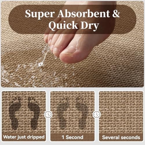 MontVoo Toilet Rugs U-Shaped, Ultra Thin Non Slip Contour Bathroom Rugs,Rubber Backing Washable Contour Bath Rugs for Toilet Mat,20''x24'',Beige - Thumbnail 5