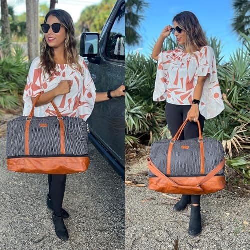 IBFUN Weekender Bags for Women, 21" Weekender Travel Bag, Travel Duffle Bag with Shoe Compartment Carry on Overnight Duffel Bag for Weekend Travel Business Trip - Thumbnail 2