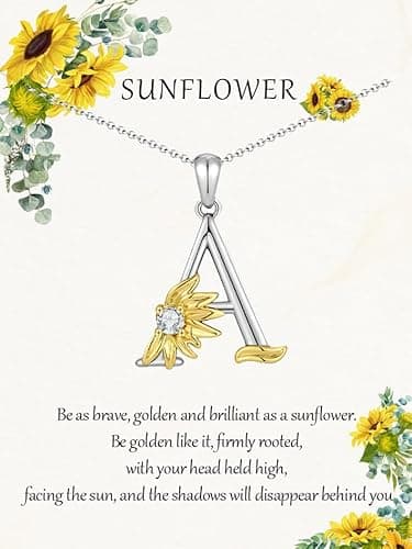 MURNA KARE Sunflower Initial Necklaces for Women, Sunflower Jewelry Gifts for Women Statement Jewelry Inspirational Gifts - Image 1