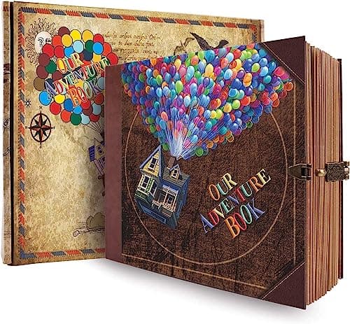 JIMBON Our Adventure Book Scrapbook Photo Album,Retro Style Embossed Letter Cover Travel Diary Journal Scrap Book Kit For Couples,Memory Book For Anniversary Wedding - Image 1