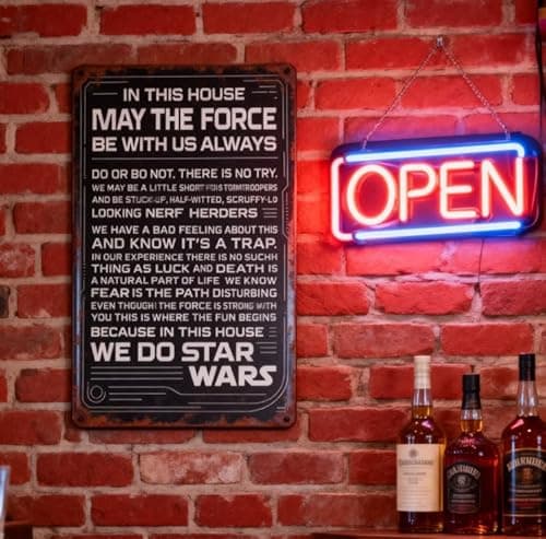 House Rules Metal Tin Sign Wall Art Rustic in This House Signs Gifts for Home Wall Decor Metal Tin Sign In This House Compatible For Star Wars Home Wall Art Decor Gifts Bathroom Accessories May The Force Be With You Do Or Not There Is No Try Decorations Vintage Signs 8x12 Inches - Thumbnail 5