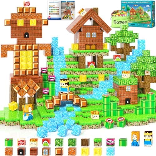Soyee Magnetic Blocks 100PCS Magnetic Building Blocks Cubes Kids Boys Girls Toys for Ages 3-5 5-7 8-10 STEM Sensory Learning Building Magnet Toys 3-12 Year Old Girls Boys Birthday - Image 1