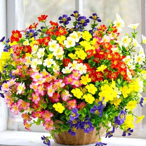 trytuny Artificial Flowers for Outdoor, UV Resistant Realistic Fake Flowers and Faux Plants for Indoor Outdoor, Garden Patio Porch Window Box Decor All Year - Image 1