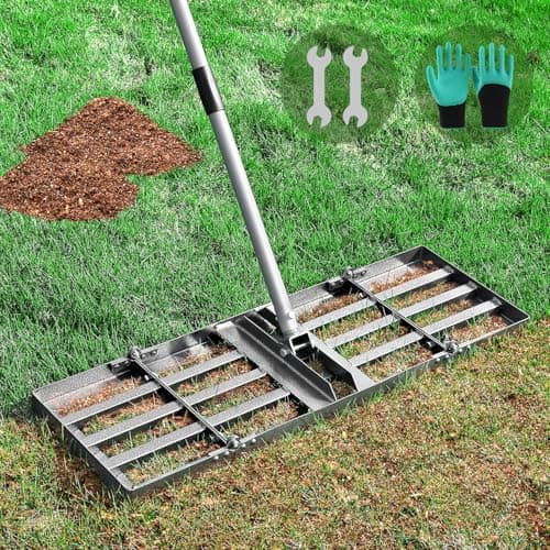 REAPALOT Lawn Leveling Rake, Lawn Leveler with Stainless Steel Long Handle, Heavy Duty Yard Level Tool for Leveling Soil, Sand Or Dirt Surfaces, Gardening Gloves Gift Included (30x10in) - Image 1