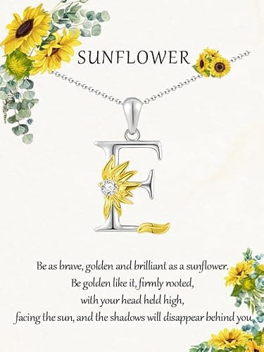 MURNA KARE Sunflower Initial E Necklaces for Women Sunflower Letter E Jewelry Gifts for Women Statement Jewelry Gifts - Image 1