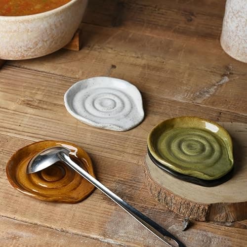 Spoon Rest for Stove Top, Ceramic Spoon Holder for Kitchen Counter, 5 Inches Coffee Spoon Holder Utensil Rest for Cooking, Green Gifts for Women Mom - Thumbnail 5