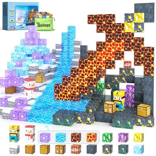 100PCS Large Magnetic Blocks-Build Mine Magnet World Ice Mine Sword Toddlers Toys for Kids Magnet Transparent Building Blocks Sensory Learning Toys for Boys and Girls Ages 3 4 5 6 7 8-12 Birthday Gift - Image 1