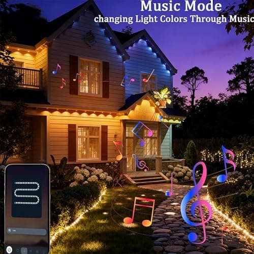 Permanent Outdoor Lights 54ft Smart Outdoor Christmas Lights with RGBCW 36 LED IP67 Waterproof Eaves Lighting with 213 Modes for Halloween Christmas Birthday Holiday Party APP/Remote Control - Thumbnail 6