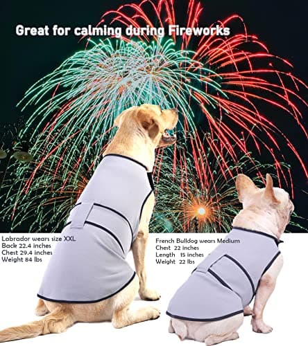 Sychien Dog Anxiety Jacket,Dog's Thunder Calming Shirt Wrap Vest for Large Big Dogs,Travel, Fireworks, Separation, Bluish Grey 3XL - Thumbnail 3