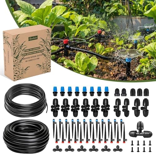 Spalolen Push-to-Connect Drip Irrigation System Kit for Garden & Raised Beds, Expandable DIY Garden Watering System with Extended 1/2" Mainline, 1/4" Tubing, Adjustable Emitters & More Connectors - Image 1
