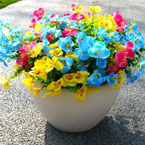 trytuny Artificial Flowers for Outdoor, Realistic Faux Plants for Outside Indoor Porch Patio Window Box Planter Home Decor (color04-16pcs) - Image 1