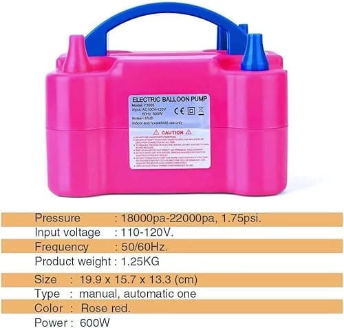 HFLYJPYW Electric Air Balloon Pump, Portable Dual Nozzle Electric Balloon Inflator/Blower for Party Decoration,Used to Quickly Fill Balloons - 110V 600W - Thumbnail 2