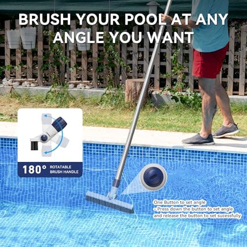 12" Pool Brush Head Cleaning Pool Wall &Waterline Tiles & Steps, Premium PP Bristles Pool Scrub Brushes for Small Inground Pools & Above-Ground Pools Spa Bathroom Hot Tub Fit Standard Pool Pole - Thumbnail 4