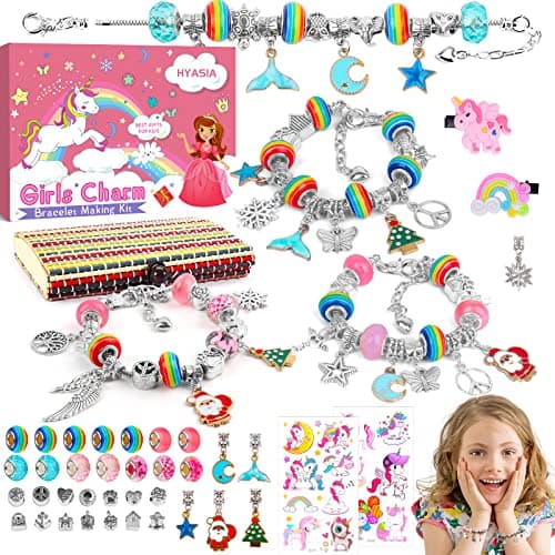 Girls Charm Bracelet Making Kit, Unicorn Toy Gifts for Ages 6 7 8 9 10+ Girls DIY Jewelry Making Kit for 8-12, Perfect Craft Kits Educational Toys - Finger Fine Motor Training and Inspires Creativity - Image 1