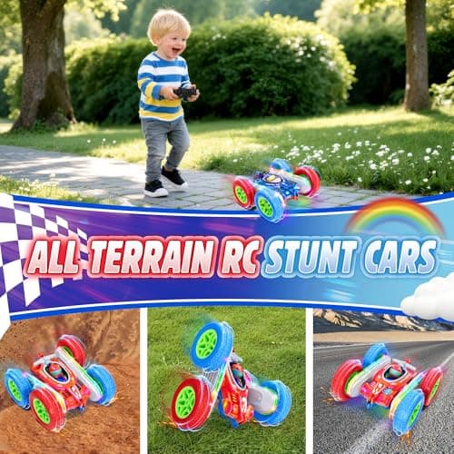 Terucle Remote Control Car, Kids Toys with Shiny Electroplated Finish, RC Cars Stunt Toy with LED Lights, 2.4GHz Double-Sided 360° Flips, USB-C Fast Charging, Perfect Birthday Xmas Gift Boys - Thumbnail 5