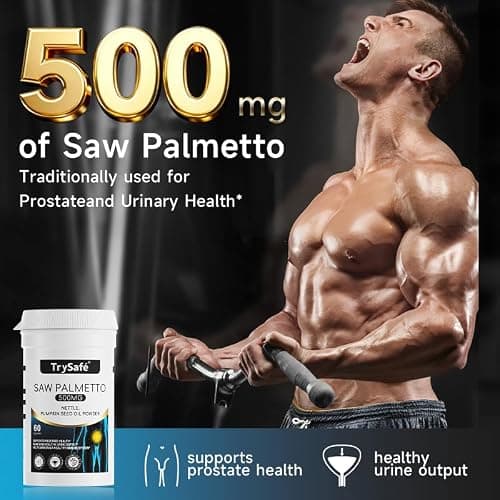 TrySafe 7-in-1 500mg Saw Palmetto for Men Prostate Health Supplement with 200mg Nettle, 200mg Pumpkin Seed Oil - Support Male Urinary Tract and Prostate for Mens Health* & Healthy Immune Function* - Thumbnail 2