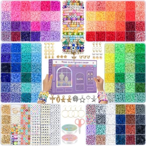 Sunlode 30,000Pcs Clay Beads Bracelets Making Kit, Beads for Bracelets 6 Boxes Bead for Jewelry Making Kit Friendship Bracelet Gifts Trendy Stuff Letter Bead Craft Adult - Image 1
