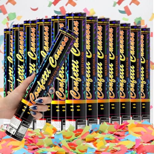 Biodegradable Confetti Cannons 12 Pack, 12" Multicolor Party Poppers for Birthday, Graduation, Wedding, Christmas, New Year & Celebration Events - Image 1