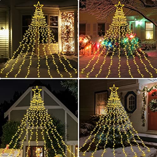 XUNXMAS Christmas String Lights Outdoor Decoration 317 LED Star Fairy String Lights 8 Modes & Waterproof for Party Wedding Patio Yard New Year Holiday Indoor Outdoor - Warm White - Thumbnail 3