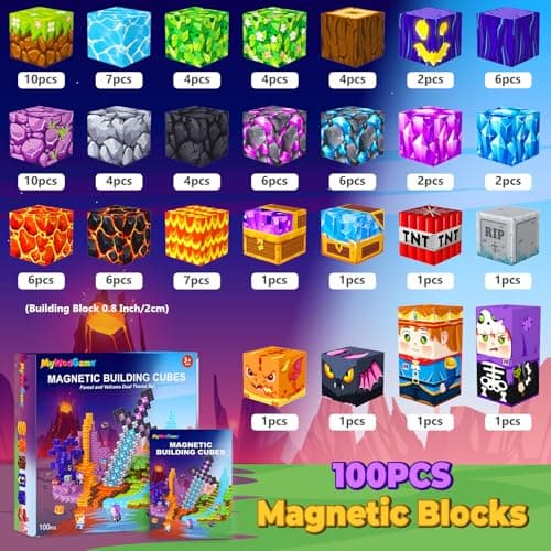 MyWodGame Magnetic Blocks Building Toys for 3 4 5 6 7 8 9 10 11 12 13 Year Old Boys Girls, Kids Magnetic Cubes Tiles Montessori Sensory Travel Magnet Toys Games Christmas Birthday Party Toddler Gifts - Thumbnail 3