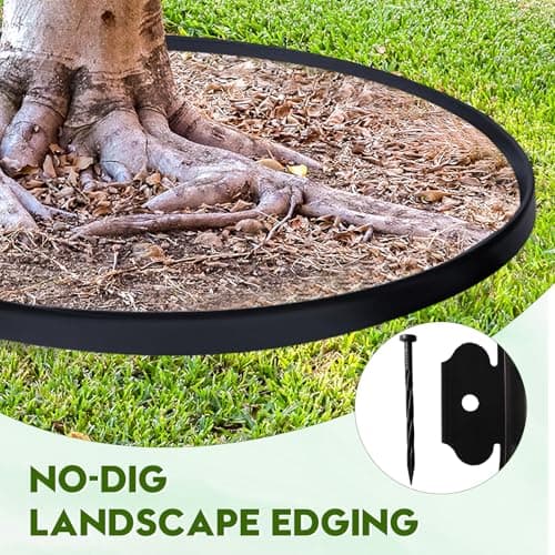 No Dig Landscape Edging 33FT, 4 Inch Plastic Edging for Landscaping with 100 Spikes, for Garden, Lawn, Flower Beds and Yard, Black - Thumbnail 4