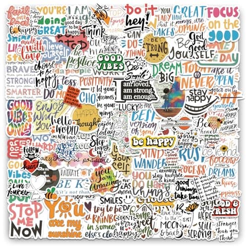 Motivational Stickers 100 Pcs Inspirational Sticker, Positive Affirmation Stickers Quote Sticker Pack, Motivational Waterproof Vinyl Stickers for Water Bottles Laptop Scrapbook - Image 1