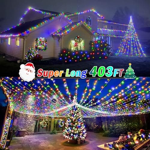 KNONEW 403ft 1000 LED String Lights Outdoor Christmas Lights 8 Modes & Timer Fairy Light Plug in Waterproof LED String Lights for Xmas Yard Tree Wedding Party Holiday Decorations (Multicolor) - Thumbnail 5