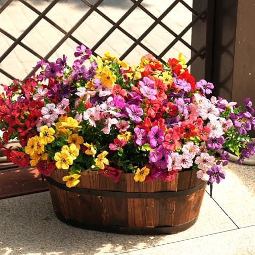 Vemander Artificial Flowers for Outdoor Fake Plants for Spring Decoration,Faux Eucalyptus Flowers for Planter UV Resistant Lifelike for Home Porch Garden (6 Color) - Image 1